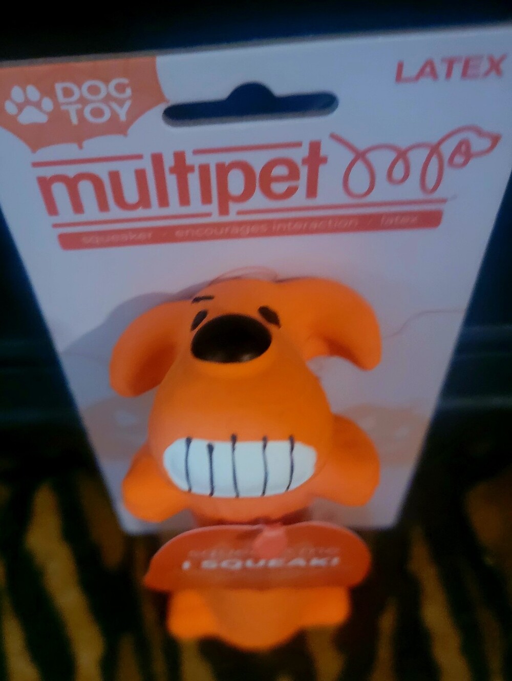 Multipet Dog Orange Latex Fetch Interactive Toy Xs Mini Squeaky Halloween Ea.